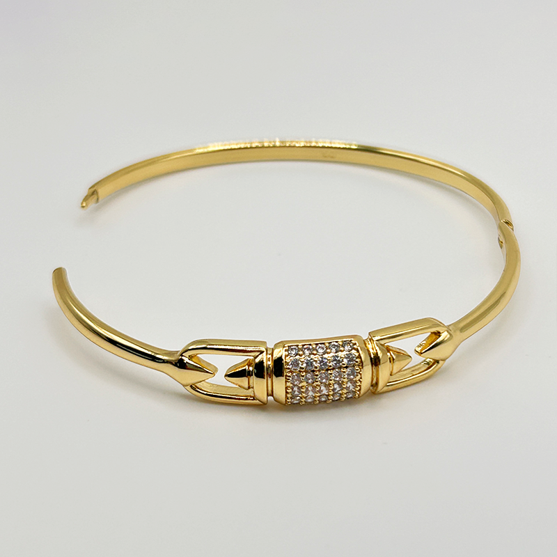 14K Gold-Filled Bangle Bracelet with Sparkling Zirconia