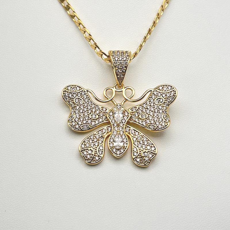 14K Gold-Filled Butterfly Pendant with Sparkling Zirconia