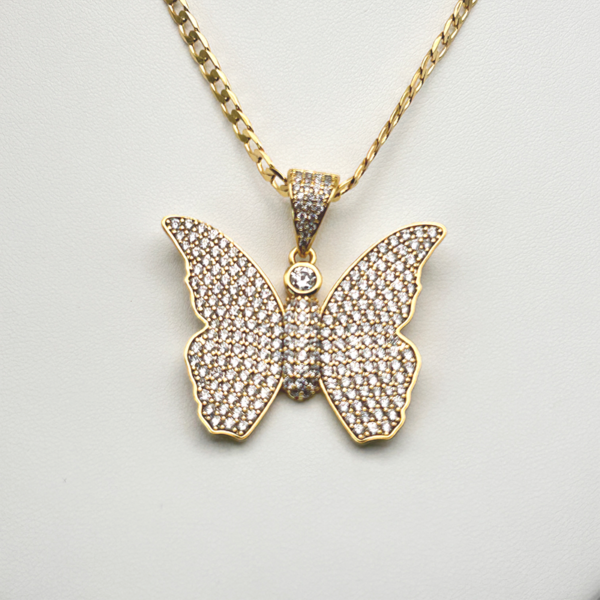 14K Gold-Filled Butterfly Pendant with Sparkling Zirconia