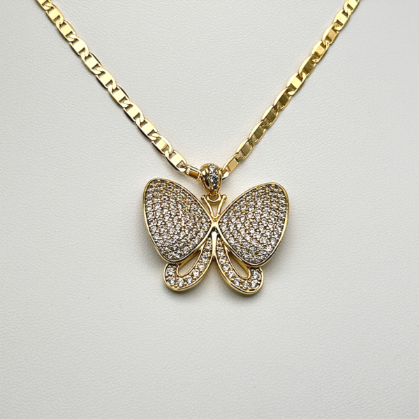 14K Gold-Filled Butterfly Pendant with Sparkling Zirconia