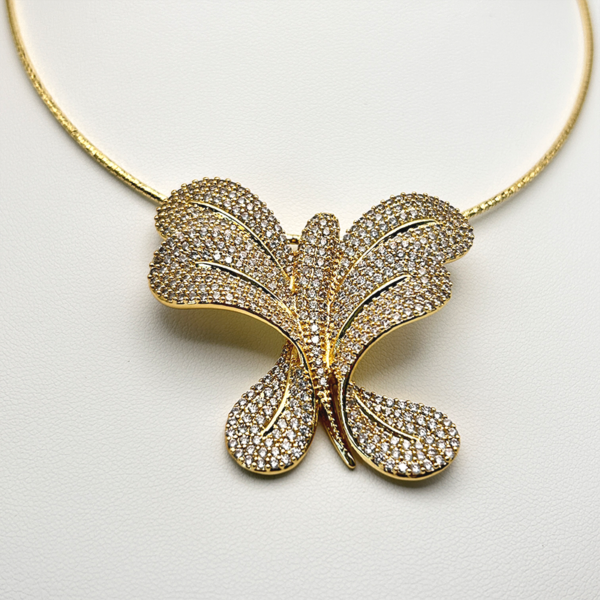 14K Gold-Filled Butterfly Pendant with Sparkling Zirconia
