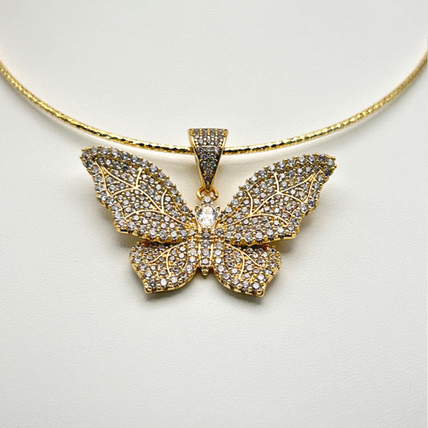 14K Gold-Filled Butterfly Pendant with Sparkling Zirconia