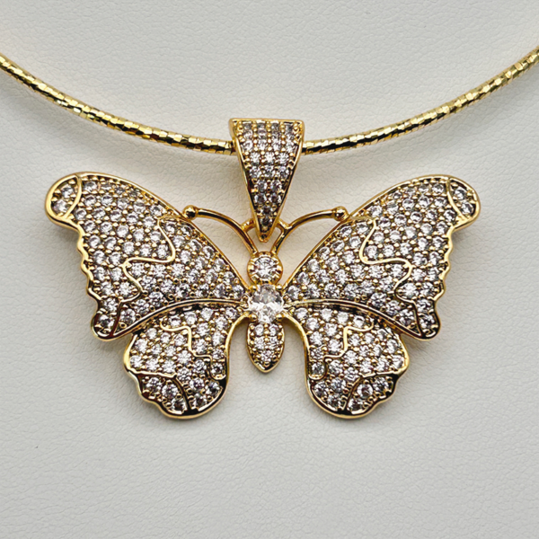 14K Gold-Filled Butterfly Pendant with Sparkling Zirconia