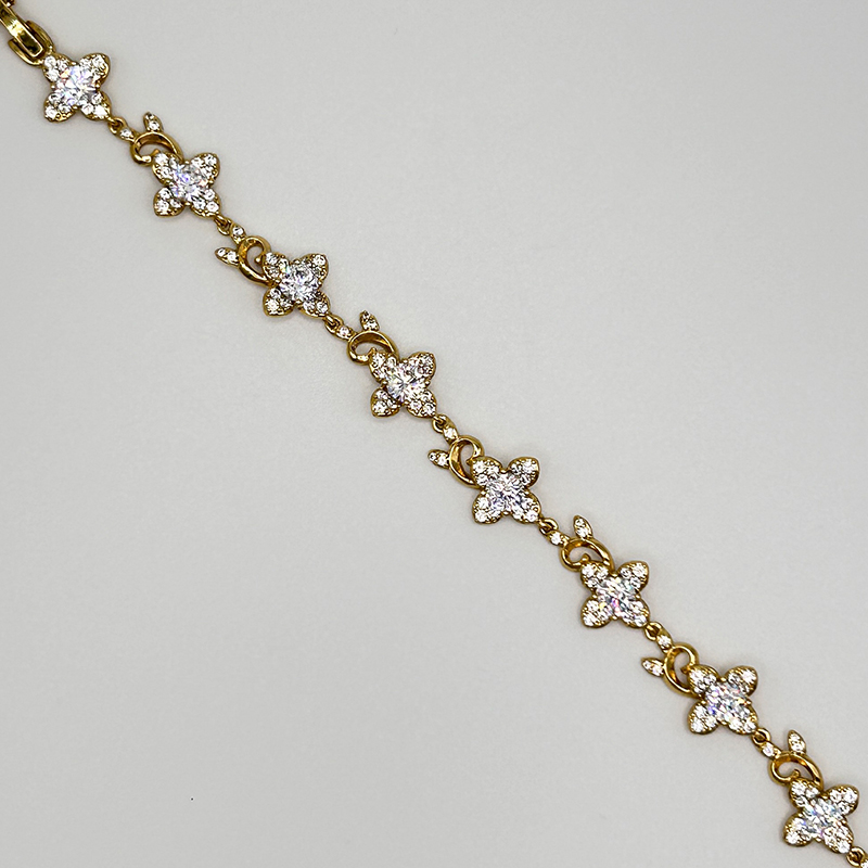 14K Gold-Filled Clover Bracelet with Sparkling Zirconia