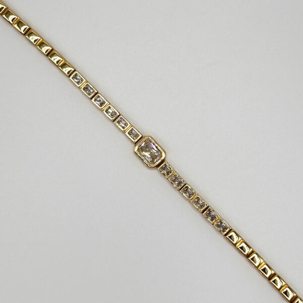 14K Gold-Filled Rectangle Bracelet with Sparkling Zirconia