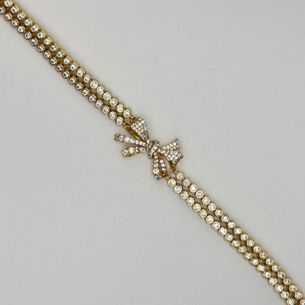 14K Gold-Filled Bow Tie Double Bracelet with Sparkling Zirconia