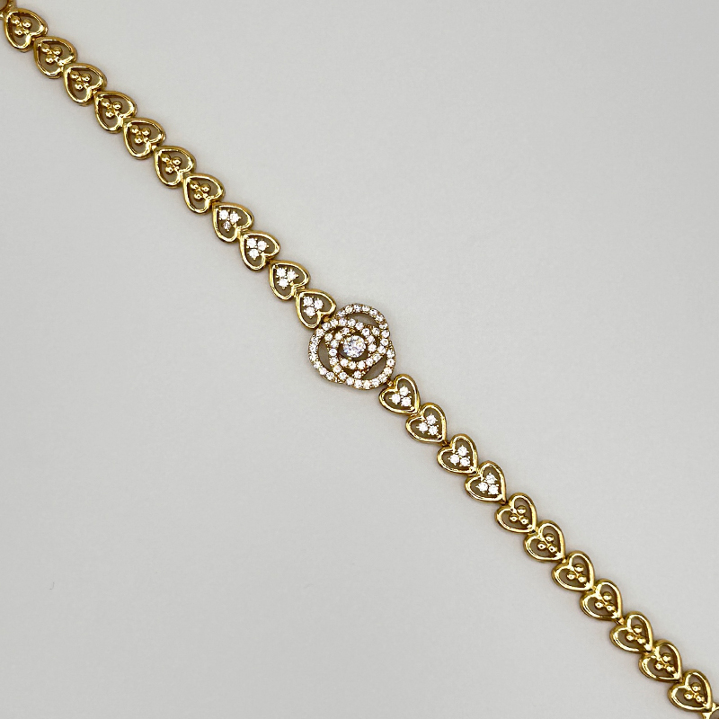 14K Gold-Filled Flower Bracelet with Sparkling Zirconia