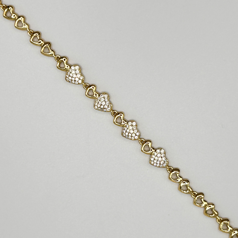14K Gold-Filled Heart Bracelet with Micro Zirconia