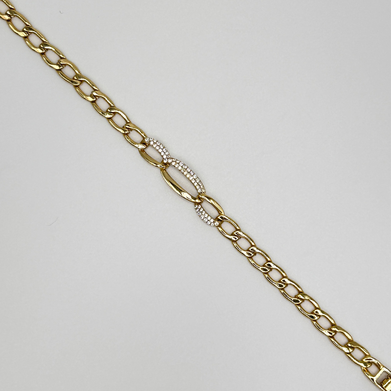 14K Gold-Filled Cuban Link Bracelet with Micro Zirconia