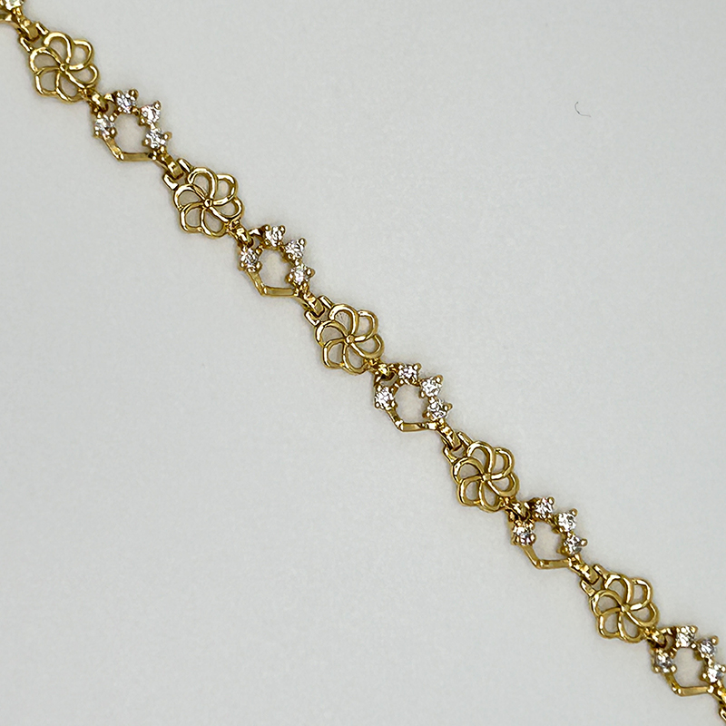 14K Gold-Filled Flower Bracelet with Micro Zirconia